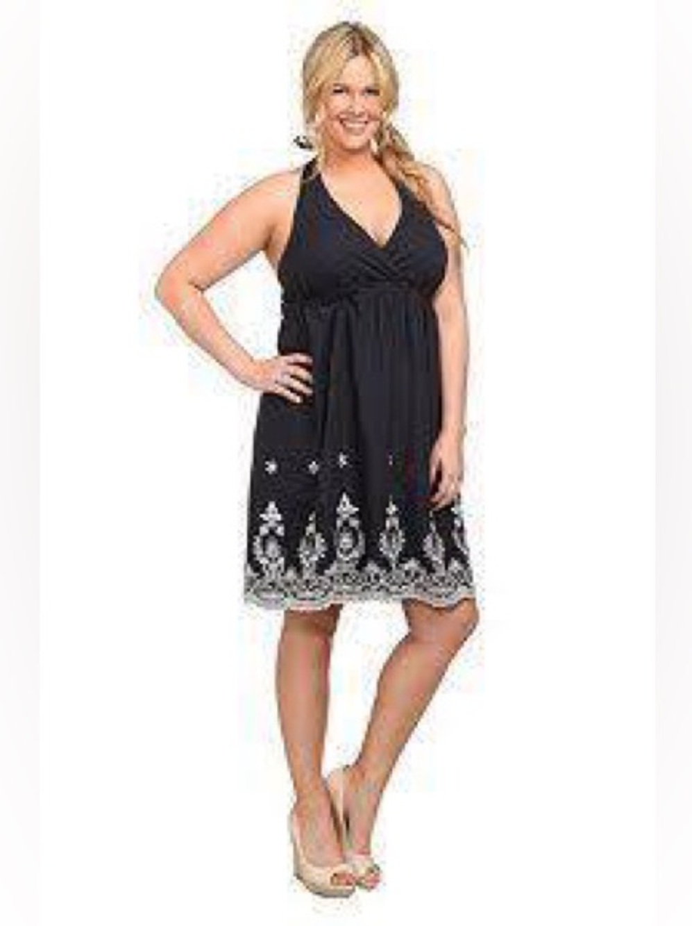Torrid Halter Embroidered Dress
